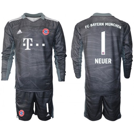 Billiga Fotbollströjor FC Bayern München Manuel Neuer 1 Målvakt Barn Borta tröja 2021/22 Långärmad